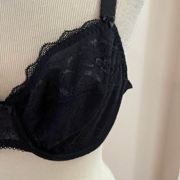 Goddess Lace Bra Size 34C Black Underwire Unlined See Through Sexy NWOT - Picture 4 of 12